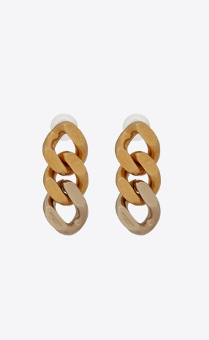 YSL Three Curb Chain Links Earrings In Metal Guld | GCY847692