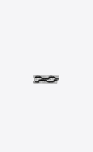 YSL Three-row Ring In Metal Silver | ZMH635419