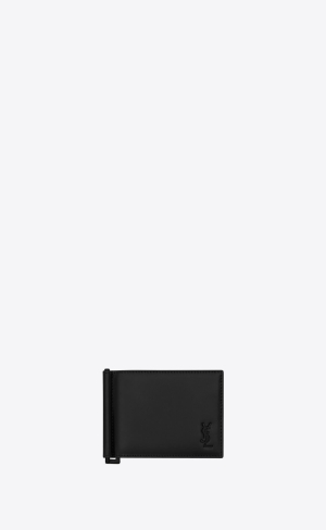YSL Tiny Cassandre Bill Clip Wallet In Matte Läder Svarta | TGH361750