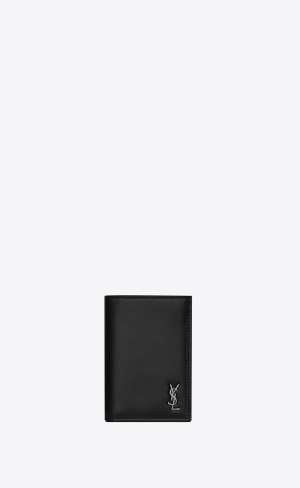 YSL Tiny Cassandre Credit Card Wallet In Matte Läder Svarta | QOS287956