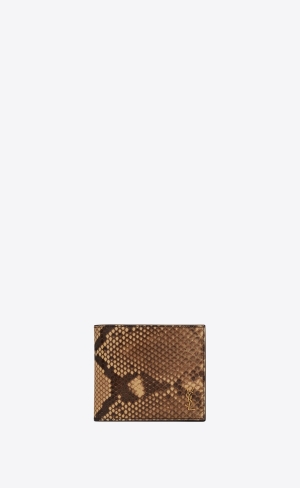 YSL Tiny Cassandre East/West Wallet In Python Beige Bruna | NIK981374