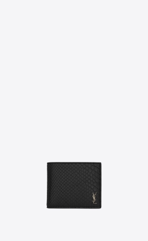 YSL Tiny Cassandre East/West Wallet In Python Noir | QSB986524