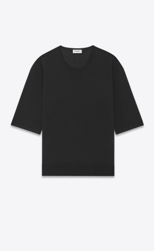 YSL Top In Cashmere, Ull And Silk Svarta | PZW430198