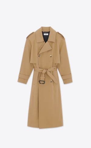YSL Trench Coat In Gabardine Beige | KUZ760291