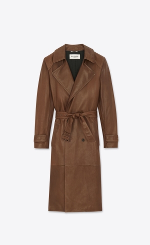 YSL Trench-coat In Lambskin Brun Chene | AMN804135