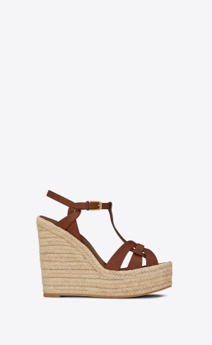 YSL Tribute Espadrilles Kilklack In Smooth Läder Amber | FIH072513