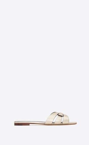 YSL Tribute Mules In Metallic Läder Guld | NHY187590