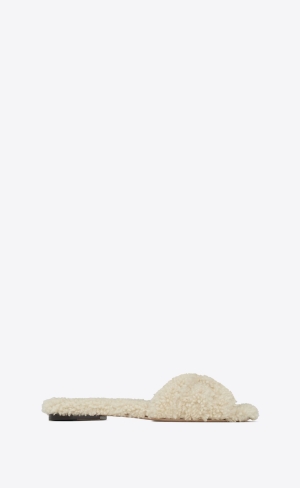 YSL Tribute Mules In Shearling Naturel | QVR930684