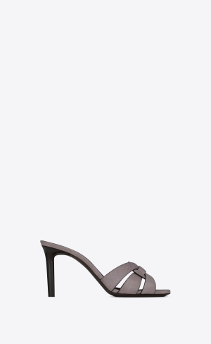 YSL Tribute Mules In Smooth Läder Gris Apia | FJB974651