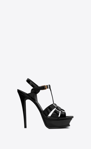 YSL Tribute Platform Sandals In Lack Läder Svarta | BWU925618