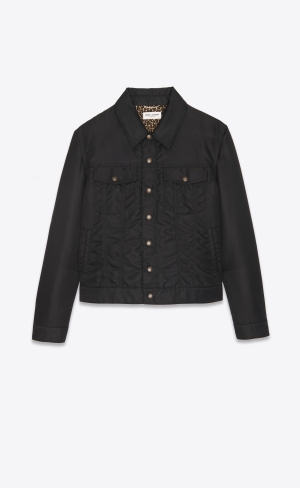 YSL Trucker Jacket In Nylon Noir | ZBM236975