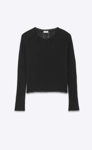 YSL Tröja In Räfflad Mohair And Ull Svarta | WVI712459