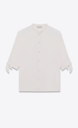 YSL Tunic Shirt In Crepe Satin Craie | MEC564310
