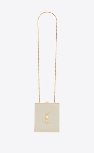 YSL Tuxedo Box Bag In Shagreen-embossed Läder And Metal Ljusbruna | LXS905836