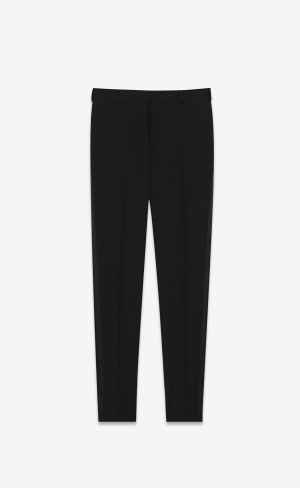 YSL Tuxedo Hetero Pants In Grain De Poudre Svarta | EIK127489