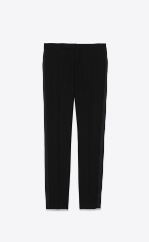 YSL Tuxedo Pants In Grain De Poudre Saint Laurent Svarta | BHA327045