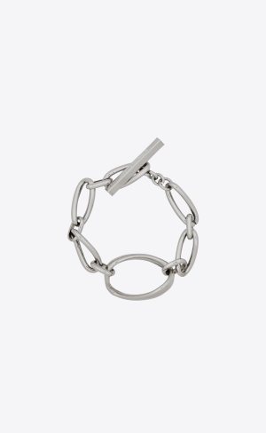 YSL Twist And Curve Links Bracelet In Metal Palladium | POR197456