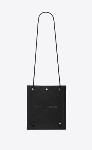 YSL Universite Platta Crossbody Bag In Vegetable-tanned Läder Svarta | BRZ028175