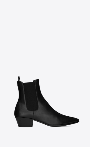 YSL Vassili Chelsea Booties In Smooth Läder Svarta | FBT680975