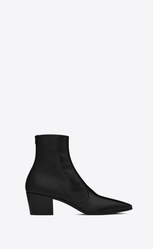 YSL Vassili Zipped Boots In Smooth Läder Svarta | UVQ320478