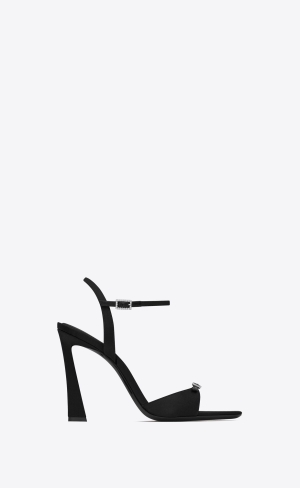 YSL Venue Sandals In Crepe Satin Svarta | GEJ274691