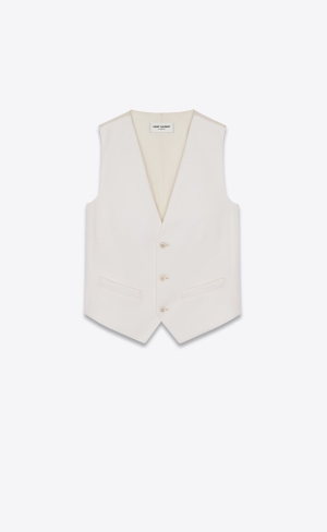YSL Vest In Grain De Poudre Chalk | TAS176345