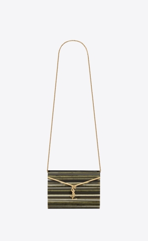 YSL Vicky Miniaudiere In Plexiglass Svarta Gröna Grå | WSL065439
