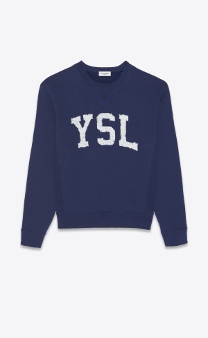 YSL Vintage Sweatshirt Marinblå | CKF802954