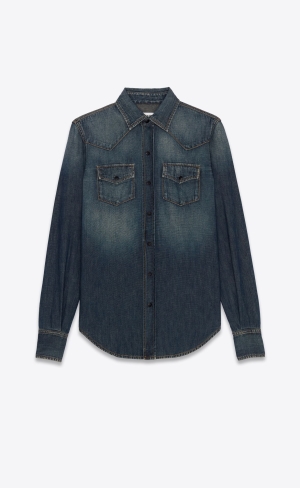 YSL Western Shirt Mörkblå | JXD461582
