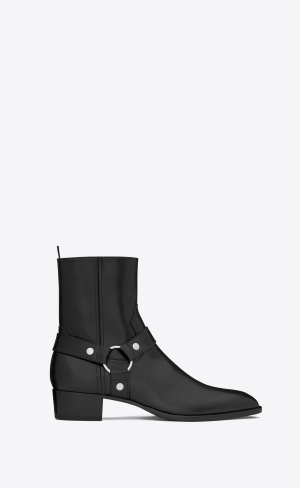 YSL Wyatt Harness Boots In Smooth Läder Svarta | ISX956028