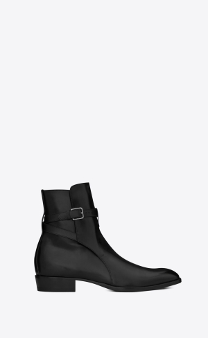 YSL Wyatt Jodhpur Boots In Smooth Läder Svarta | FHI593870