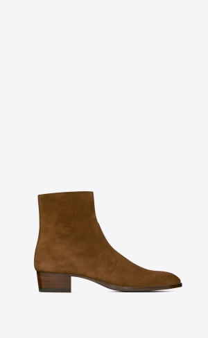 YSL Wyatt Zipped Boots In Mocka Land | POY102564