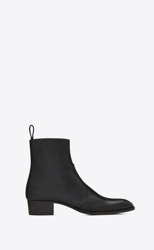 YSL Wyatt Zipped Boots In Smooth Läder Svarta | STK592786