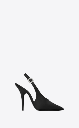 YSL Yasmeen Slingback Pumps In Silk Satin Svarta | TVJ504183