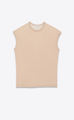 YSL Ärmlös T-shirt In Jersey Beige | DXU563190