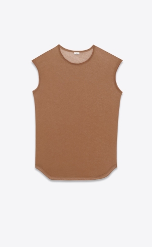 YSL Ärmlös T-shirt In Jersey Terre | JOR123496